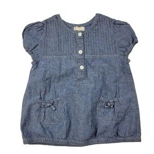Olive Juice Blue Chambray Girls Top, Size 5 Years, Good Used Condition GUC